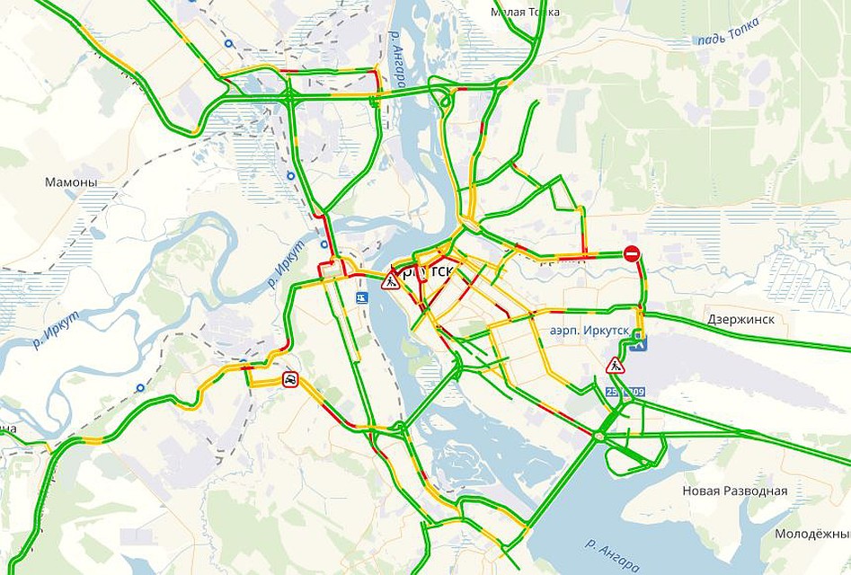 Карта с пробками иркутск