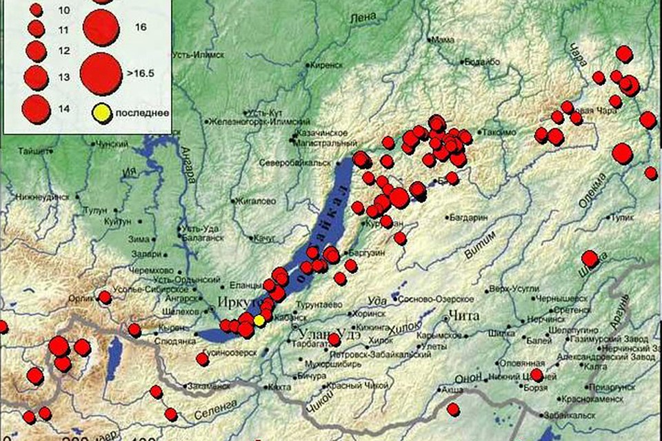 Карта землетрясения в иркутской области
